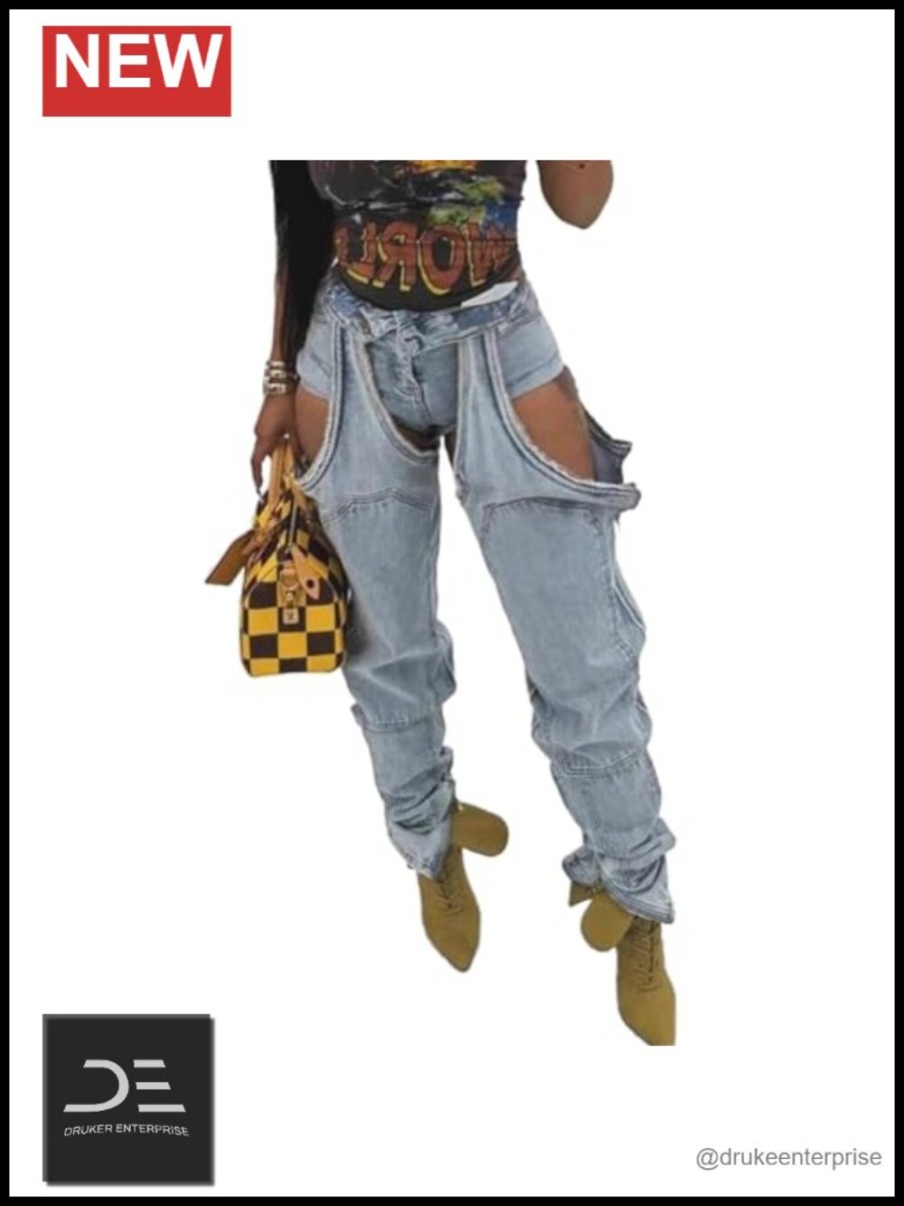 High Waist Cutout Jeans Y2K Trendy Baggy Straight Leg Stretchy